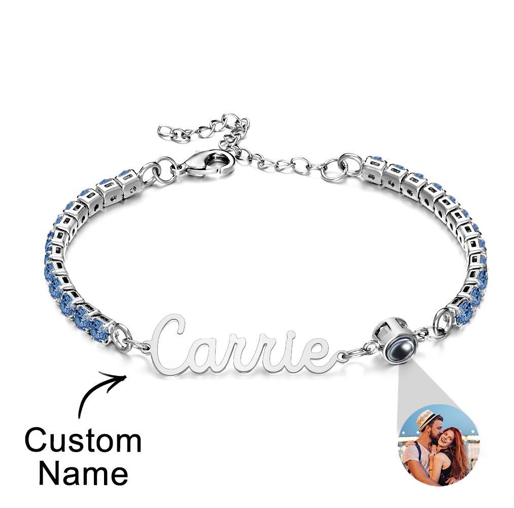 Custom Name Tennis Bracelets Projection Unique Gifts for Girl - yournamenecklaceuk