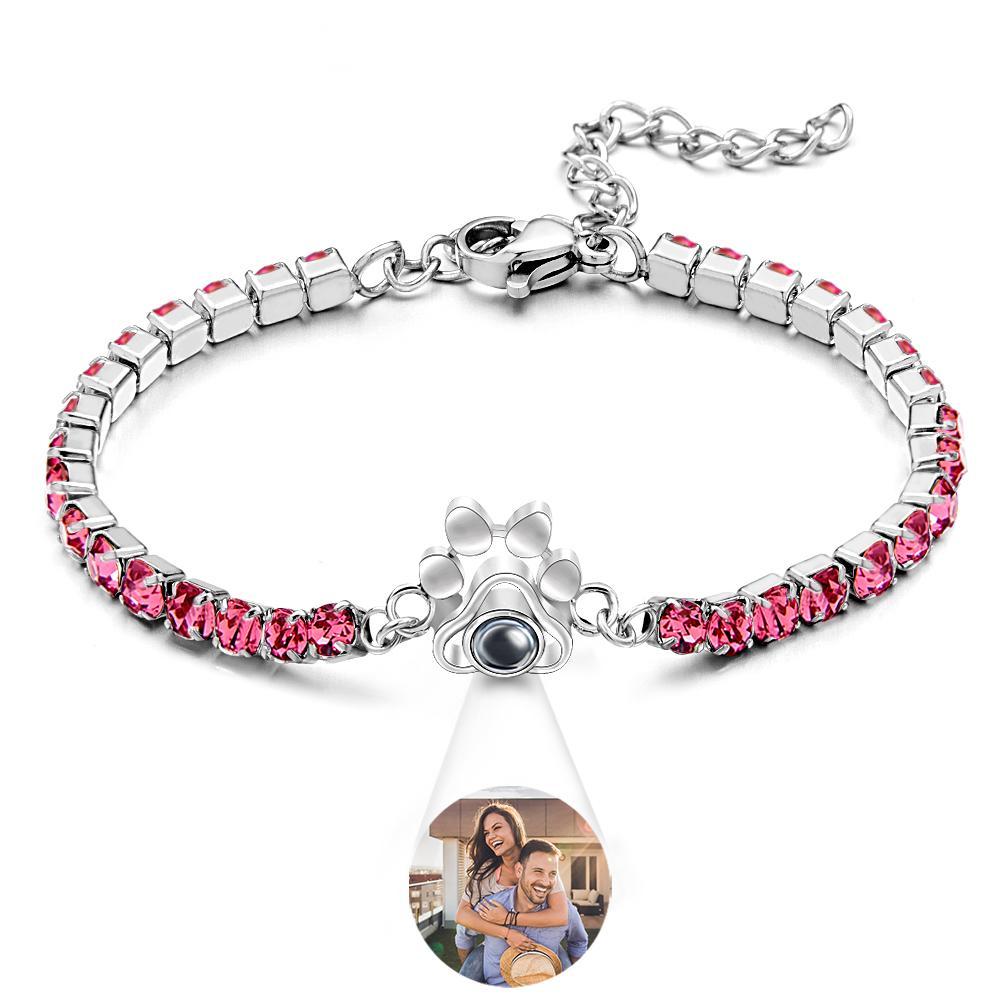 Custom Photo Projection Bracelet Fashionable All Diamonds Pet Paw Theme Charm Bracelet Gifts For Her - yournamenecklaceuk