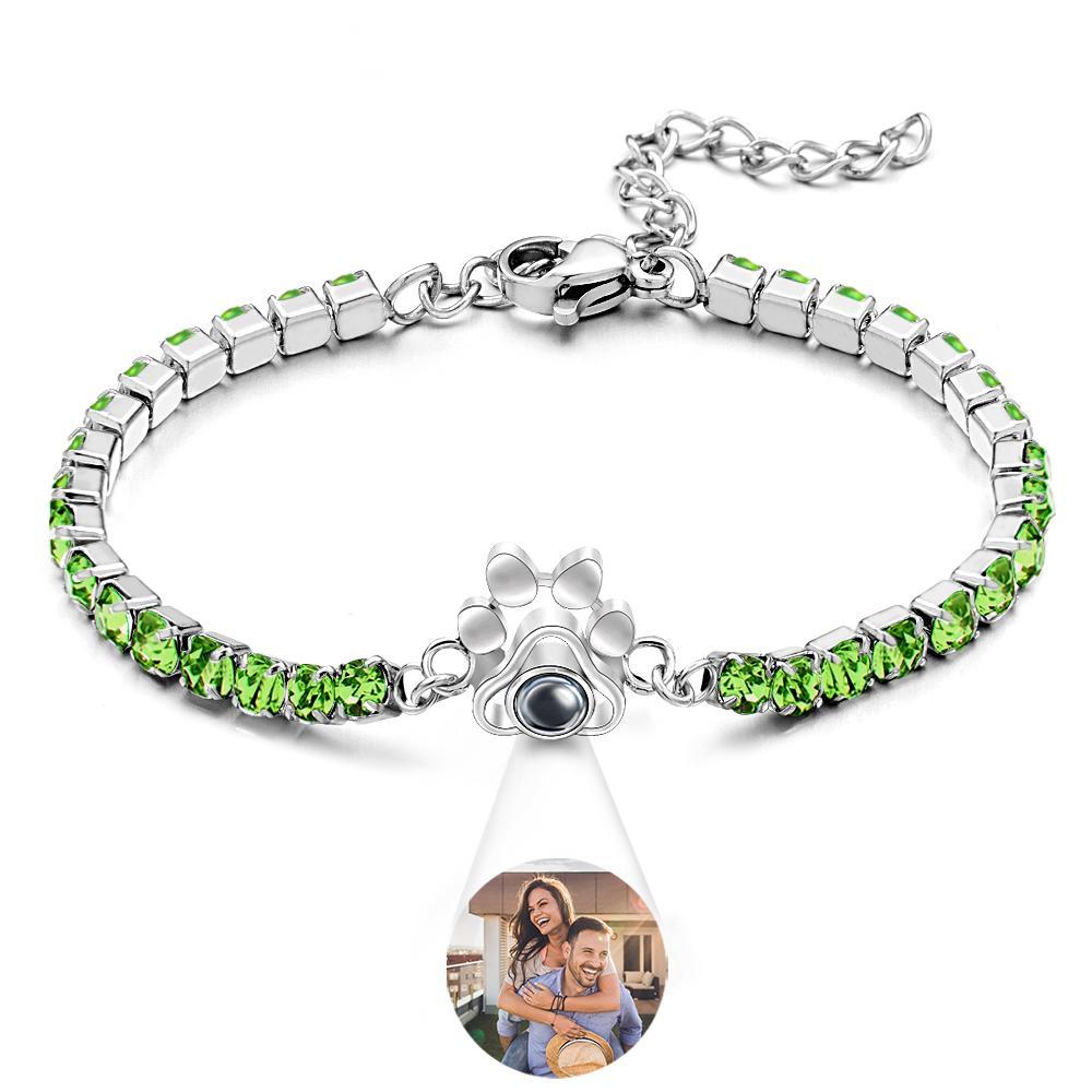 Custom Photo Projection Bracelet Fashionable All Diamonds Pet Paw Theme Charm Bracelet Gifts For Her - yournamenecklaceuk