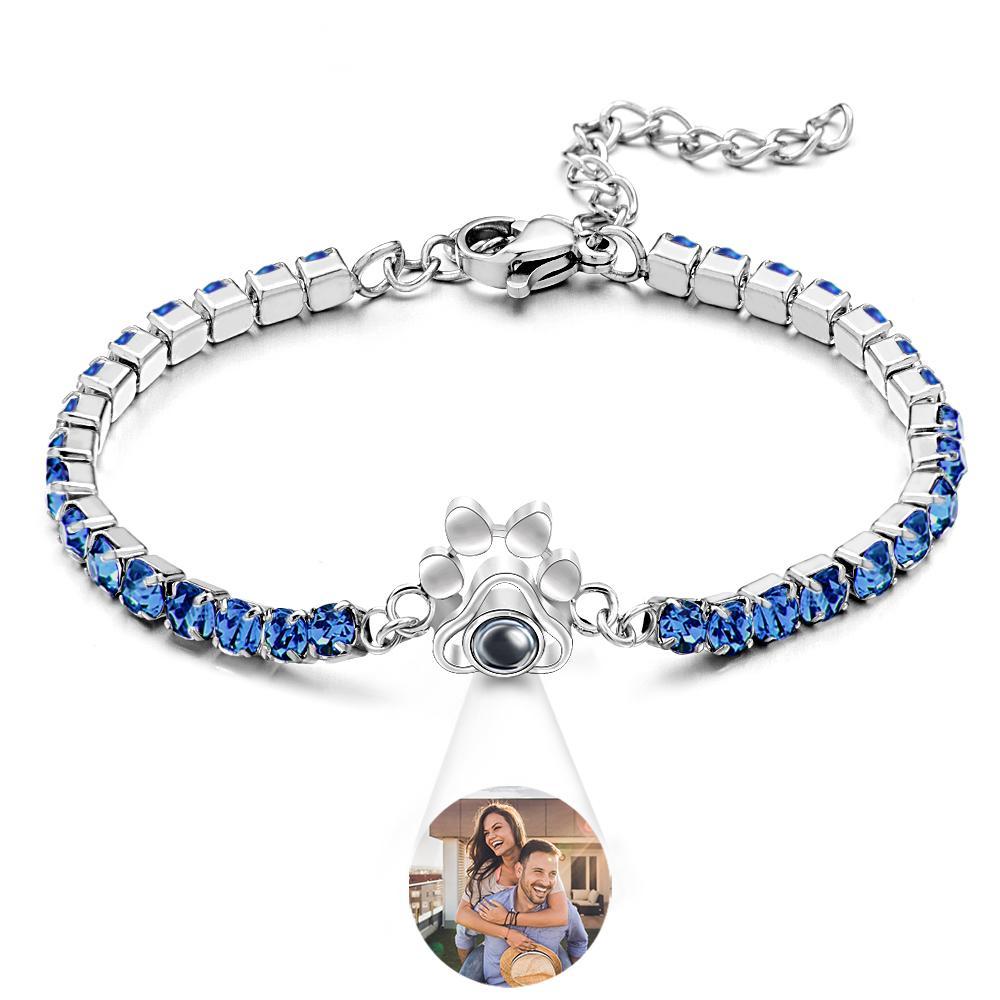 Custom Photo Projection Bracelet Fashionable All Diamonds Pet Paw Theme Charm Bracelet Gifts For Her - yournamenecklaceuk