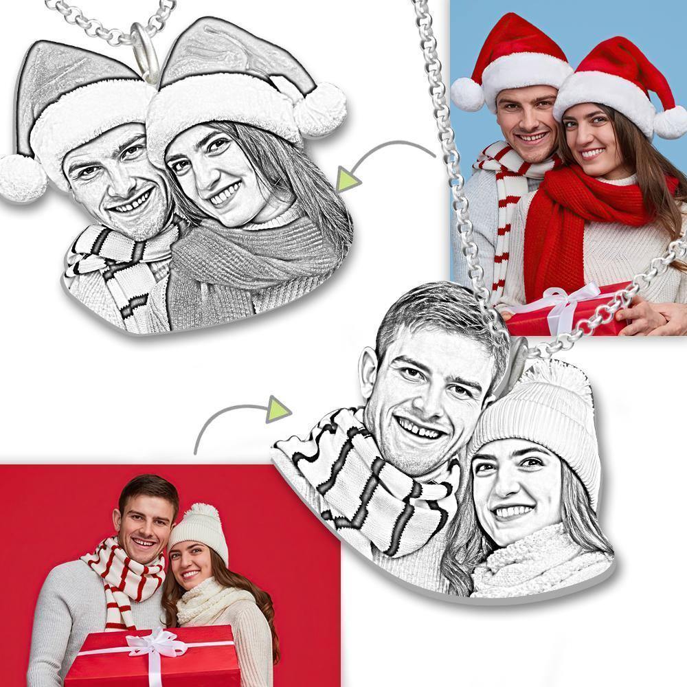 Christmas Gifts Photo Engraved Necklace Stainless Steel Memorial Gifts - yournamencklaceuk