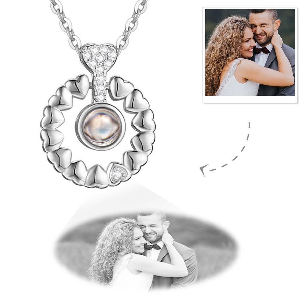 Personalised Projection Photo Necklace Round Necklace - Silver - yournamencklaceuk
