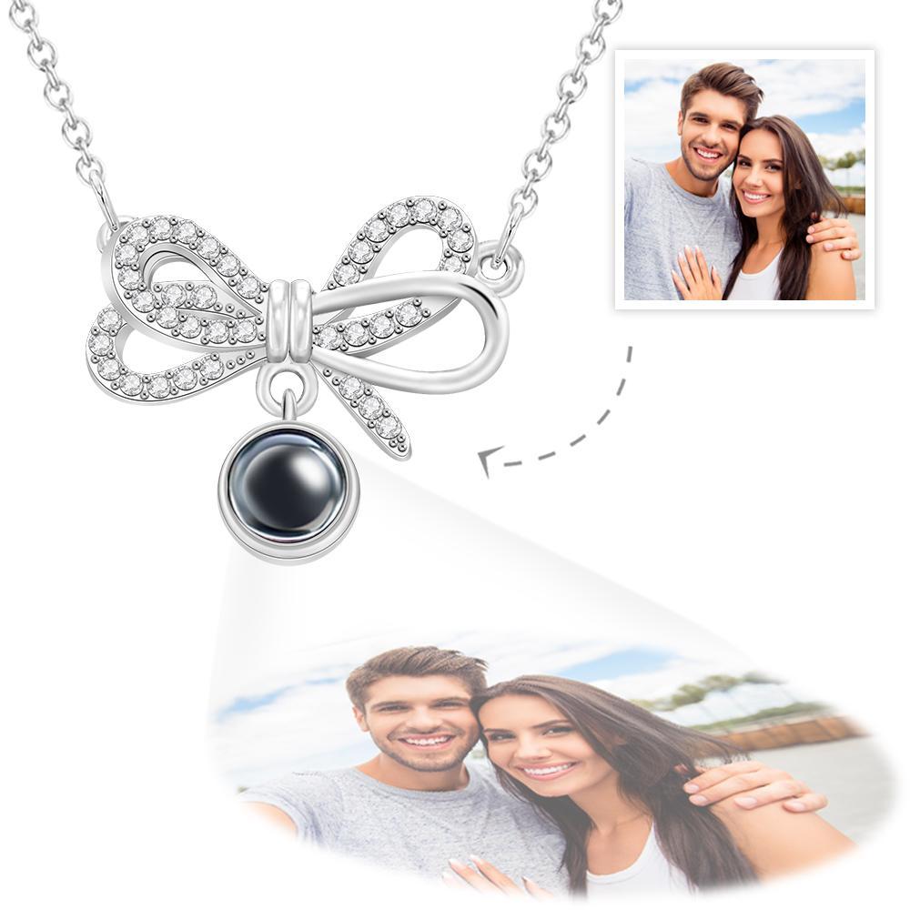 Bow Photo Projection Necklace Customized Elegant Picture Inside Jewelry Valentine's Day Gifts - yournamenecklaceuk