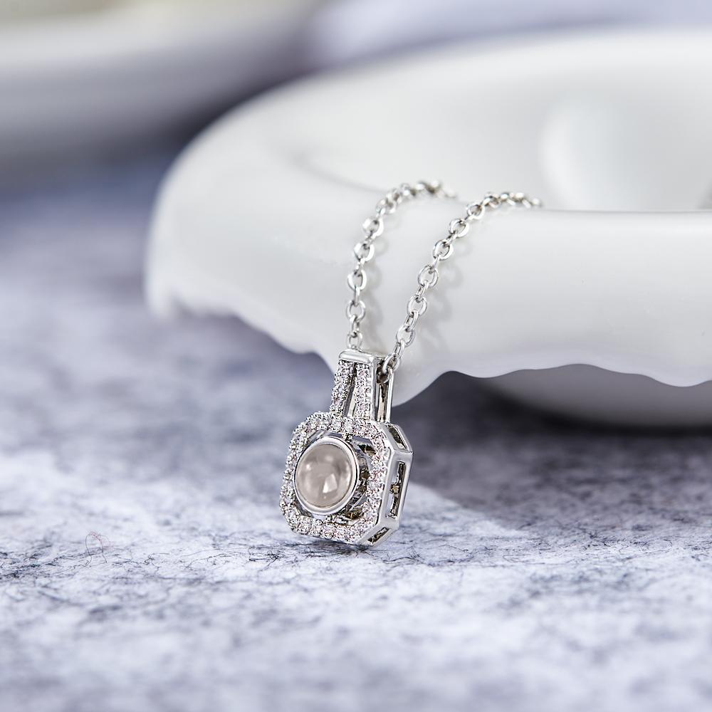 Custom Photo Projection Necklace Square Photo Projection Pendant Necklace for Her - yournamenecklaceuk