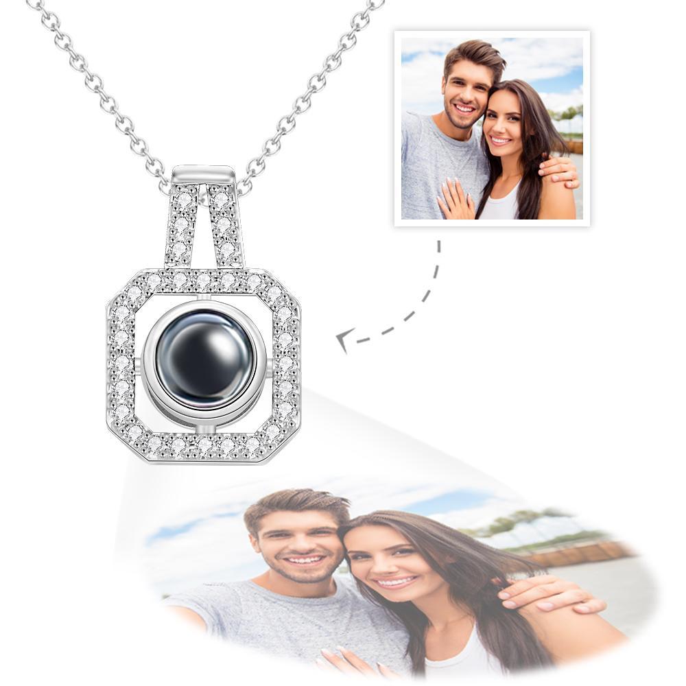 Custom Photo Projection Necklace Square Photo Projection Pendant Necklace for Her - yournamenecklaceuk