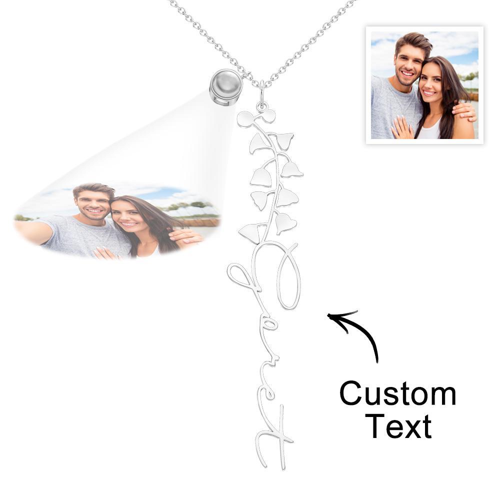 Custom Birth Flower Photo Projection Name Necklace Creative Gift for Women - yournamenecklaceuk