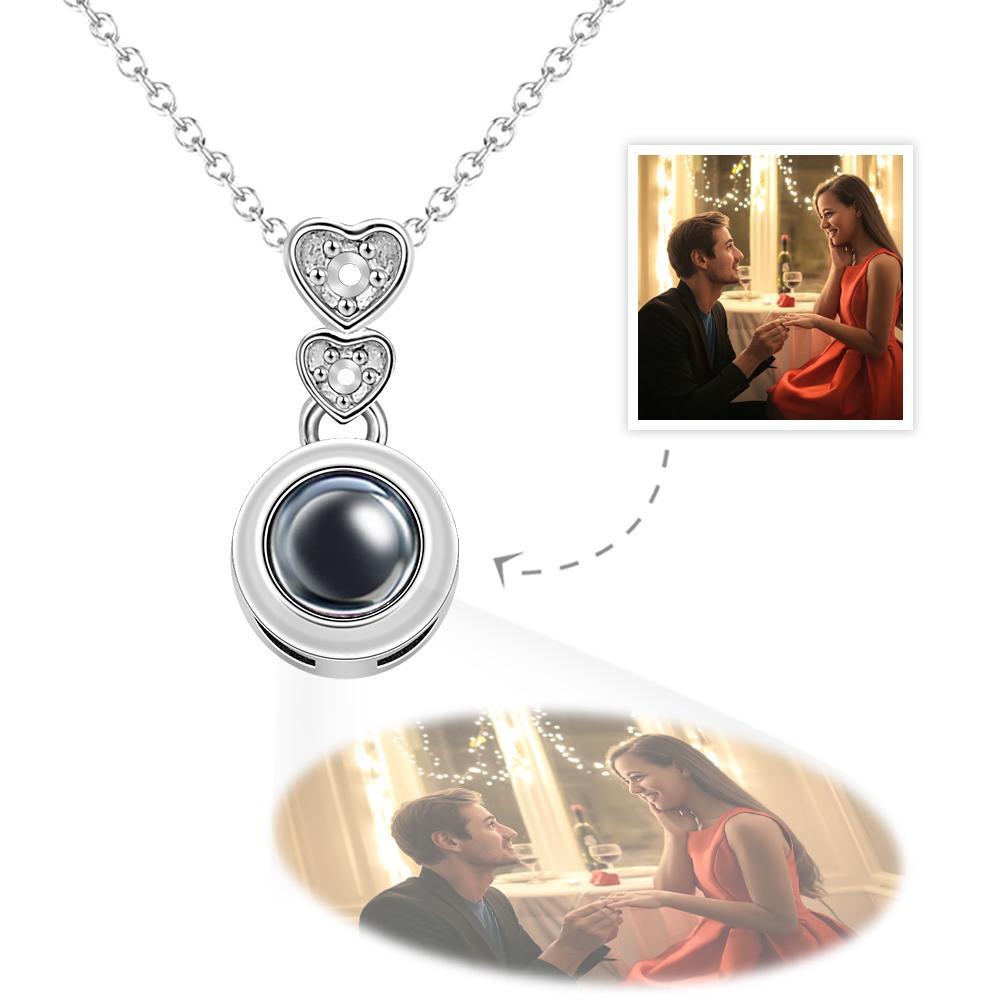 Custom Photo Projection Necklace Heart Exquisite Diamond Gifts - yournamenecklaceuk