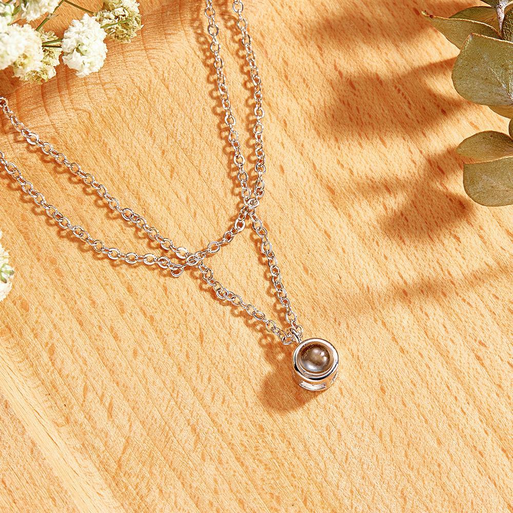 Layered Custom Necklace Personalized Photo Projection Necklace Anniversary Gifts for Her - yournamenecklaceuk