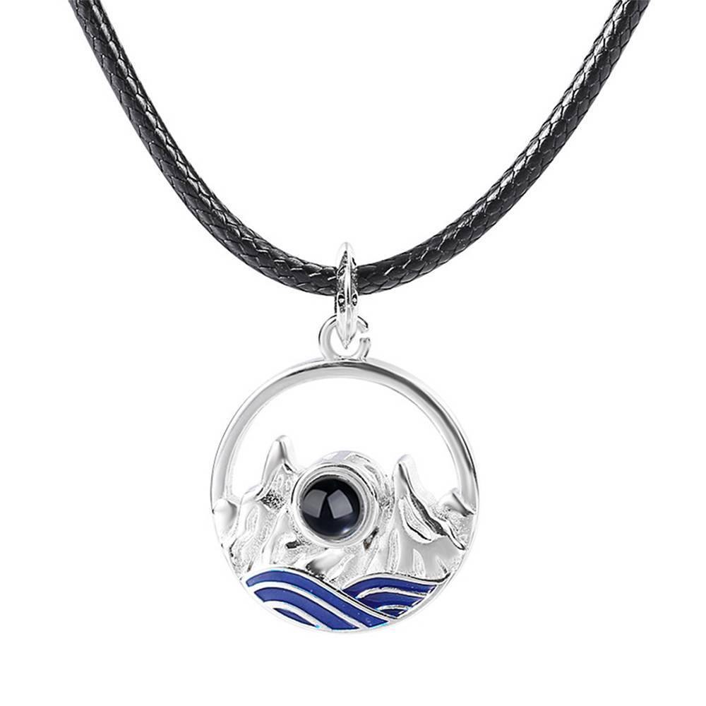 I Love You Necklace in 100 Languages Projection Photo Engraved Necklace Unique Gift Silver - Men's - yournamencklaceuk