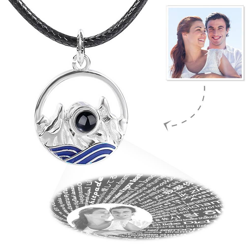 I Love You Necklace in 100 Languages Projection Photo Engraved Necklace Unique Gift Silver - Men's - yournamencklaceuk