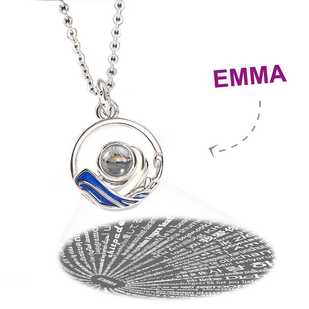 I Love You Necklace in 100 Languages Projection Engraved Necklace Unique Gift Silver - Women's - yournamenecklaceuk