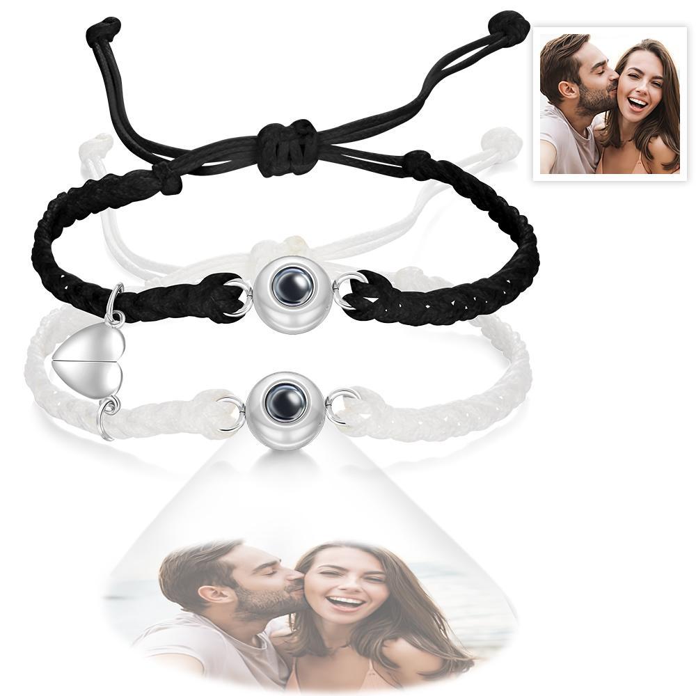 Custom Photo Projection Bracelet Woven Magnetic Bracelet Anniversary Wedding Gift - yournamenecklaceuk