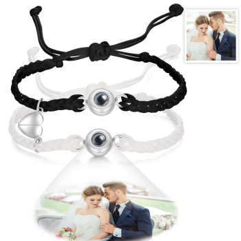 Custom Photo Projection Bracelet Woven Magnetic Bracelet Anniversary Wedding Gift - yournamenecklaceuk
