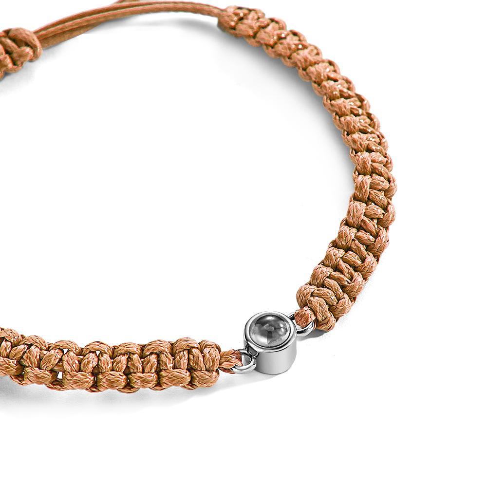 Personalized Braided Photo Projection Bracelet Fishtail Rope Men's Bracelet Hand Braided Bracelet Father's Day Gift for Men - yournamenecklaceuk