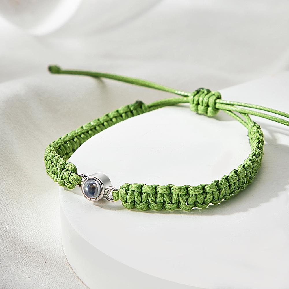 Personalized Braided Photo Projection Bracelet Fishtail Rope Men's Bracelet Hand Braided Bracelet Father's Day Gift for Men - yournamenecklaceuk