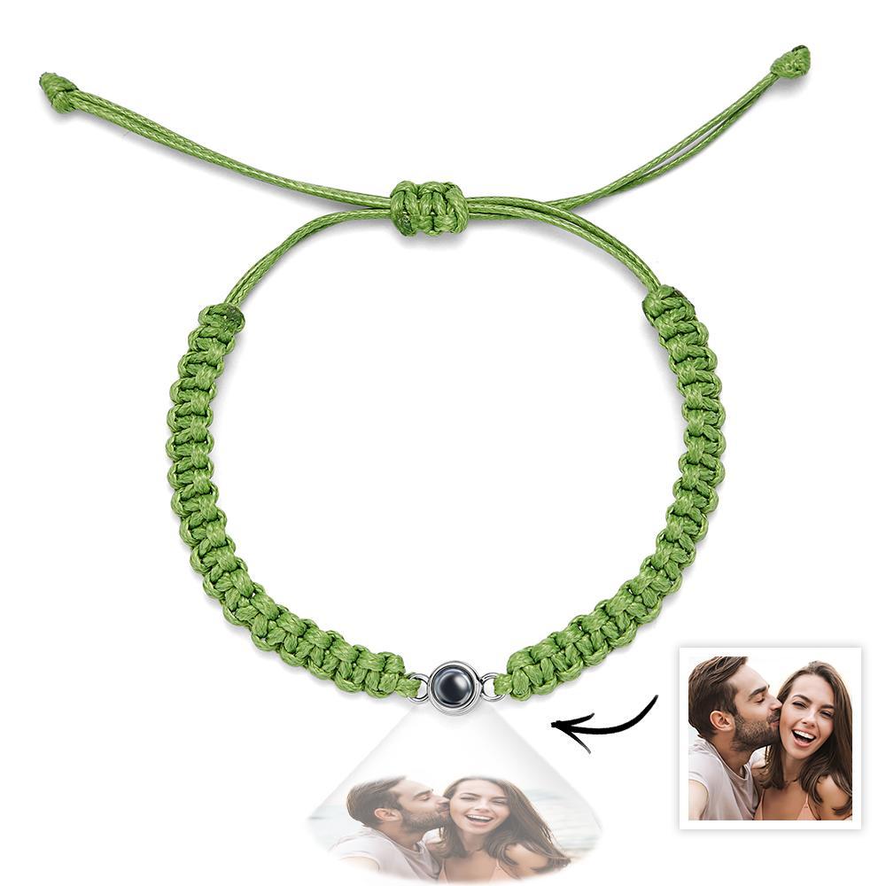 Personalized Braided Photo Projection Bracelet Fishtail Rope Men's Bracelet Hand Braided Bracelet Father's Day Gift for Men - yournamenecklaceuk