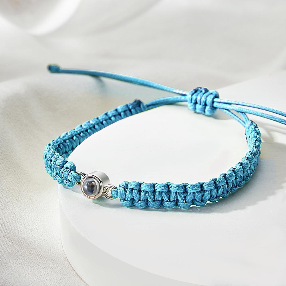 Personalized Braided Photo Projection Bracelet Fishtail Rope Men's Bracelet Hand Braided Bracelet Father's Day Gift for Men - yournamenecklaceuk