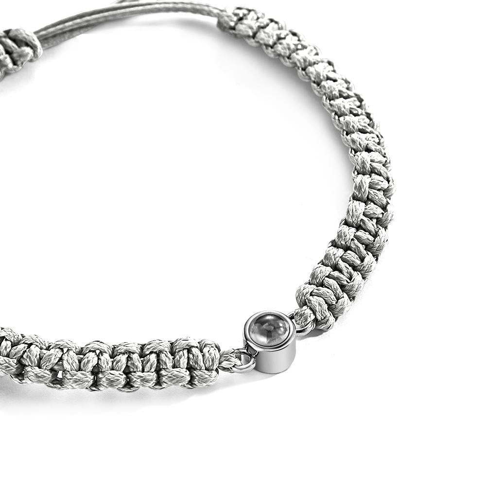 Personalized Braided Photo Projection Bracelet Fishtail Rope Men's Bracelet Hand Braided Bracelet Father's Day Gift for Men - yournamenecklaceuk