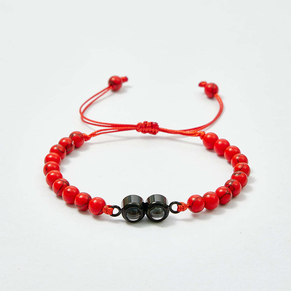 Personalized Double Pendant Projection Bead Bracelet Custom Photo Bracelet Gift for Couple Family - yournamenecklaceuk