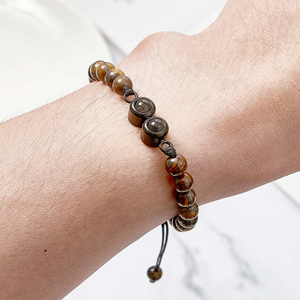 Personalized Double Pendant Projection Bead Bracelet Custom Photo Bracelet Gift for Couple Family - yournamenecklaceuk