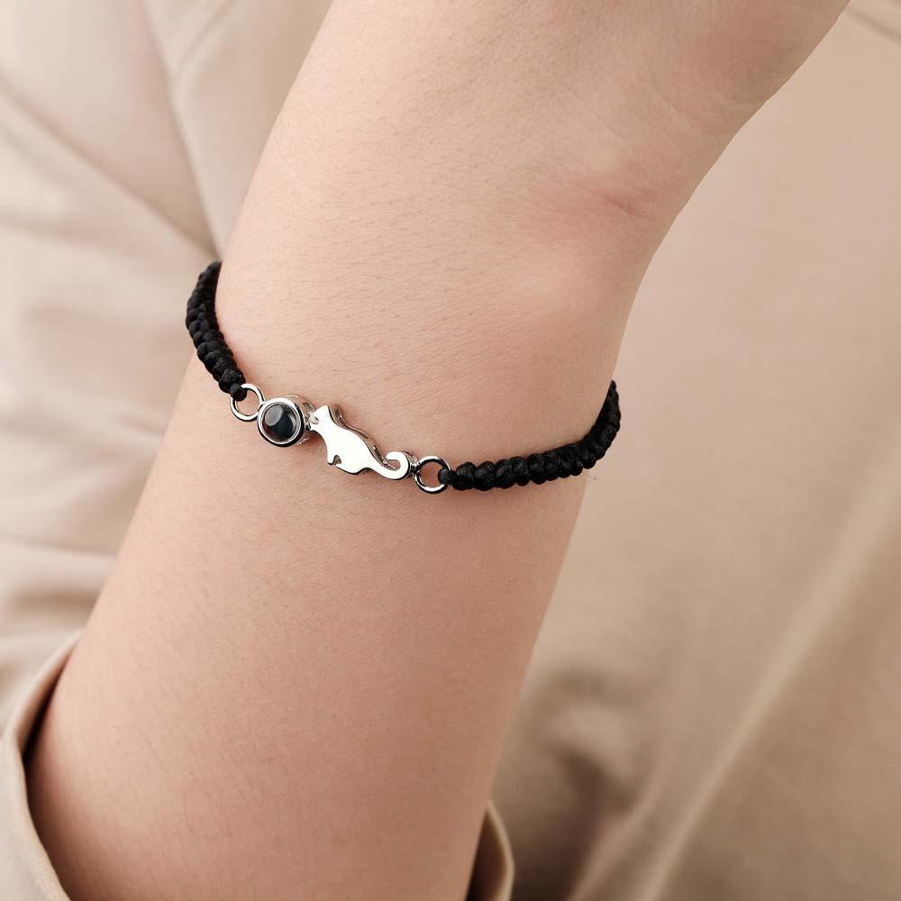 Custom Cat Projection Bracelet Personalized Memorial Picture inside Bracelet Gift for Her - yournamenecklaceuk