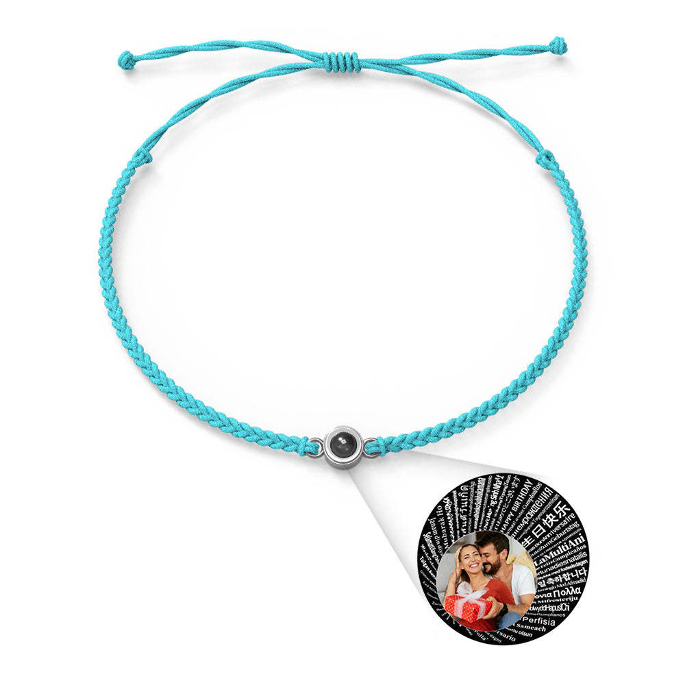 Personalized Photo Projection Charm Bracelet Multiple Colors Styles I love you in 100 languages Minimalist Photo Jewelry Birthday Gift for Her - yournamenecklaceuk