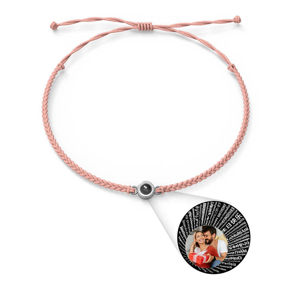 Personalized Photo Projection Charm Bracelet Multiple Colors Styles I love you in 100 languages Minimalist Photo Jewelry Birthday Gift for Her - yournamenecklaceuk