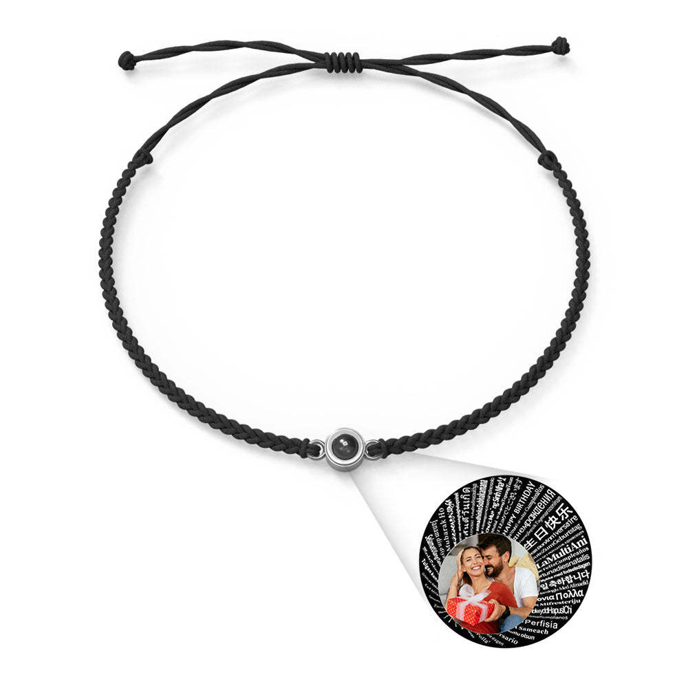 Personalized Photo Projection Charm Bracelet Multiple Colors Styles I love you in 100 languages Minimalist Photo Jewelry Birthday Gift for Her - yournamenecklaceuk