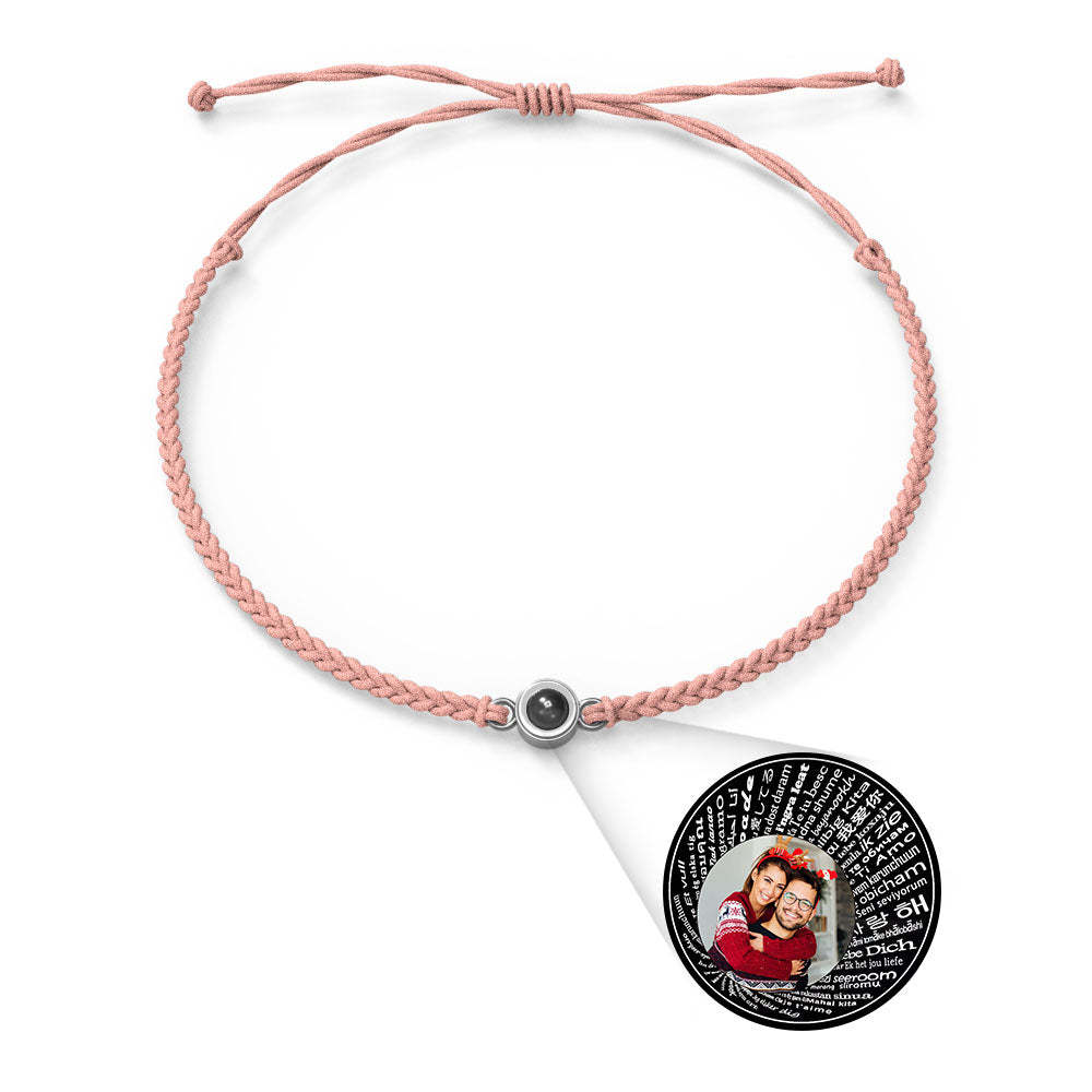 Personalized Photo Projection Charm Bracelet Multiple Colors Styles I love you in 100 languages Minimalist Photo Jewelry Birthday Gift for Her - yournamenecklaceuk