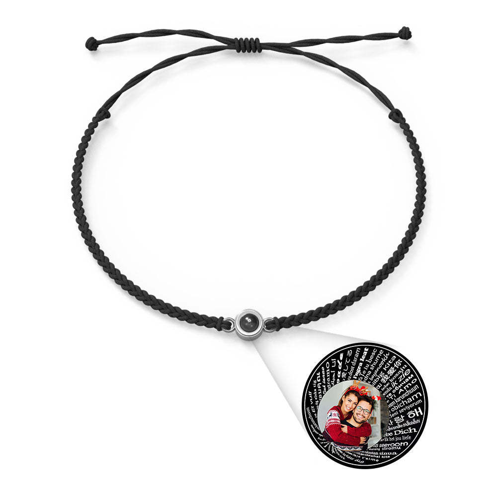 Personalized Photo Projection Charm Bracelet Multiple Colors Styles I love you in 100 languages Minimalist Photo Jewelry Birthday Gift for Her - yournamenecklaceuk