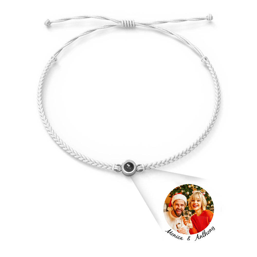 Personalized Photo Projection Charm Bracelet Multiple Colors Styles I love you in 100 languages Minimalist Photo Jewelry Birthday Gift for Her - yournamenecklaceuk