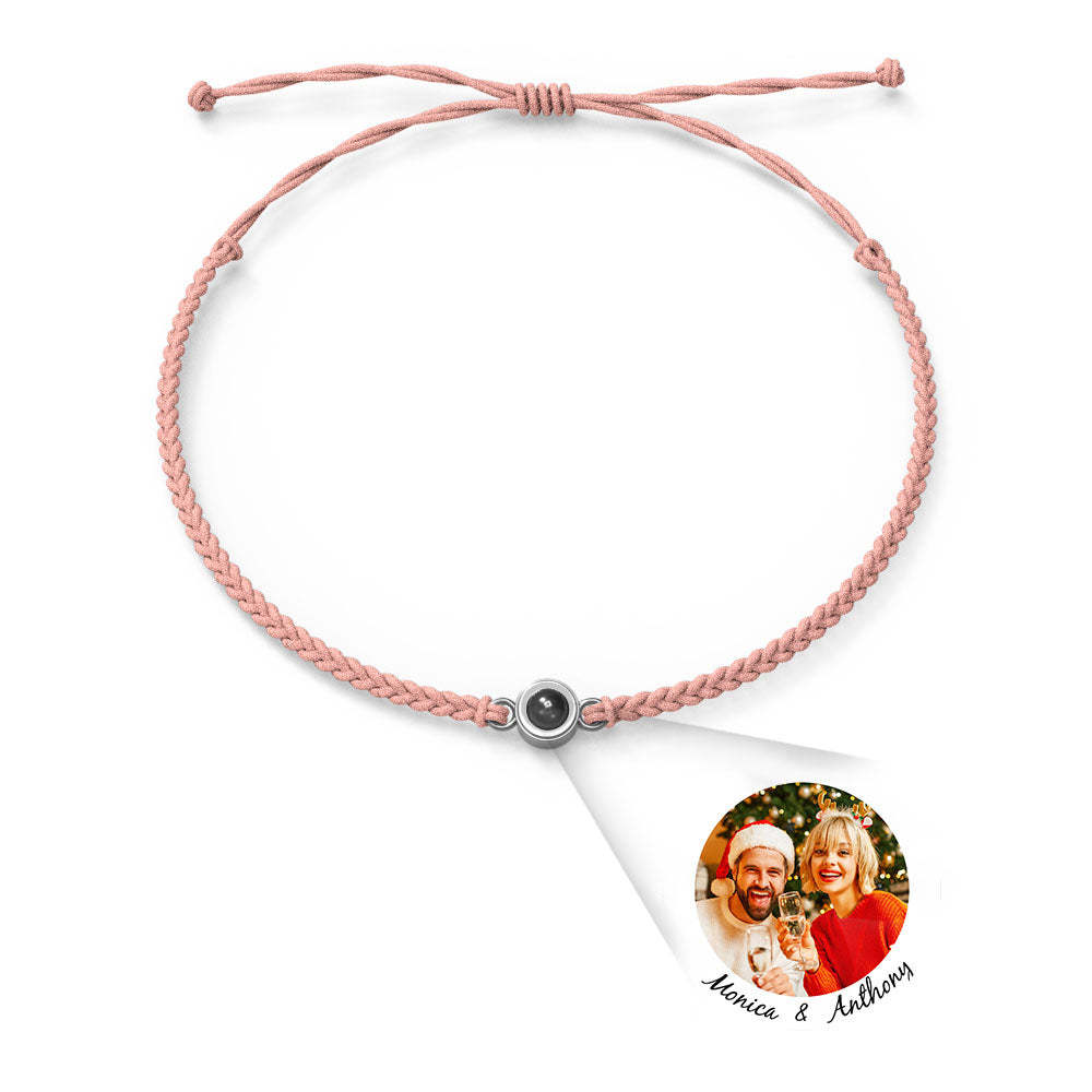 Personalized Photo Projection Charm Bracelet Multiple Colors Styles I love you in 100 languages Minimalist Photo Jewelry Birthday Gift for Her - yournamenecklaceuk