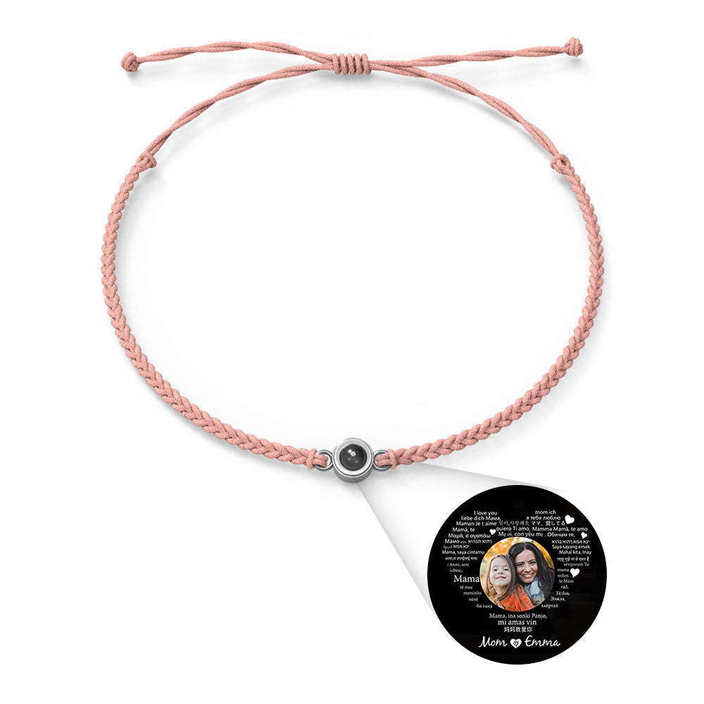Personalized Photo Projection Charm Bracelet Multiple Colors Styles I love you in 100 languages Minimalist Photo Jewelry Birthday Gift for Her - yournamenecklaceuk