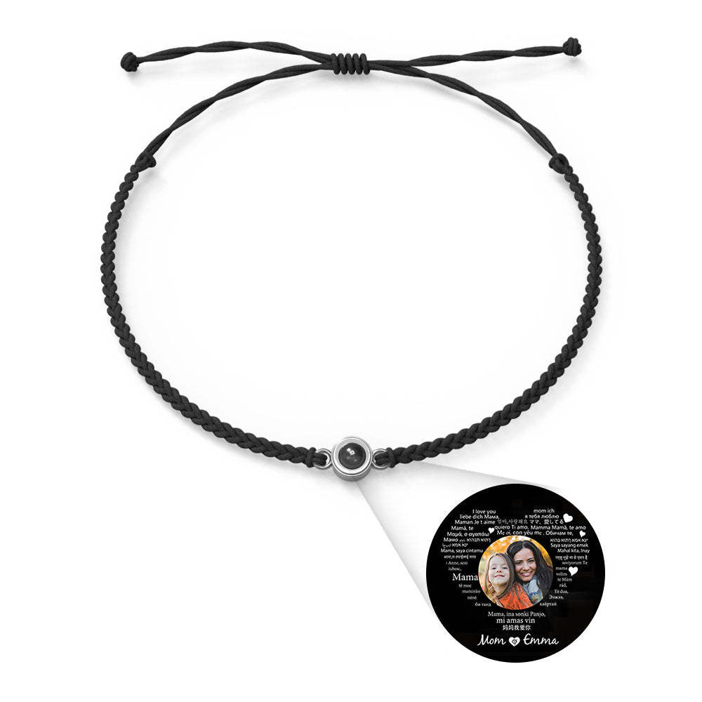 Personalized Photo Projection Charm Bracelet Multiple Colors Styles I love you in 100 languages Minimalist Photo Jewelry Birthday Gift for Her - yournamenecklaceuk