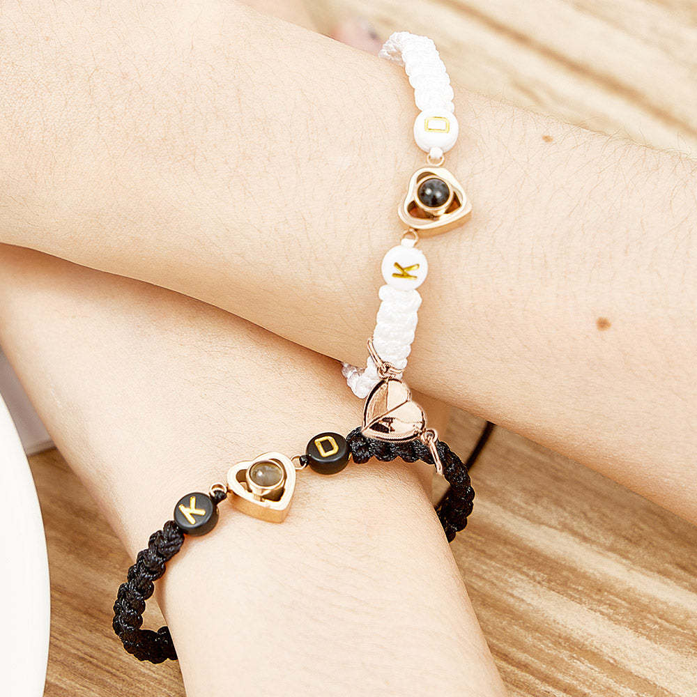 Personalized Braided Photo Projection Magnetic Bracelet Fishtail Rope Couple's Bracelet Gifts for Lover - yournamenecklaceuk