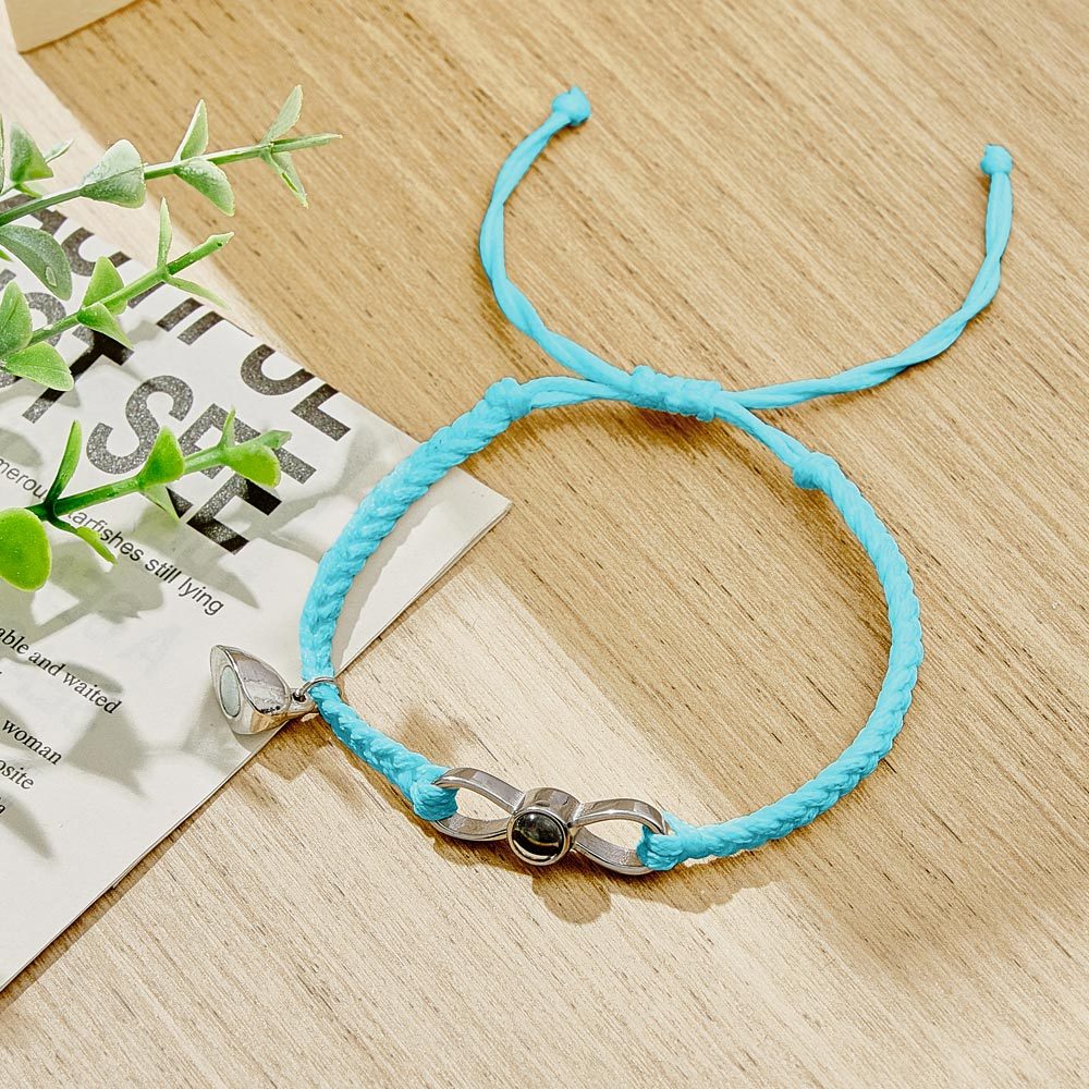 Custom Photo Projection Bracelet Woven Heart Magnetic Bracelet Gift for Couple - yournamenecklaceuk
