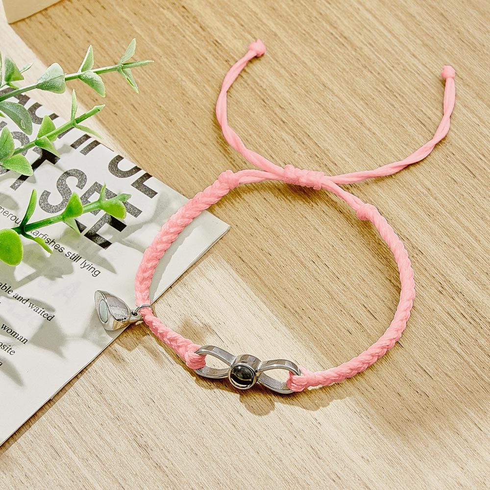 Custom Photo Projection Bracelet Woven Heart Magnetic Bracelet Gift for Couple - yournamenecklaceuk