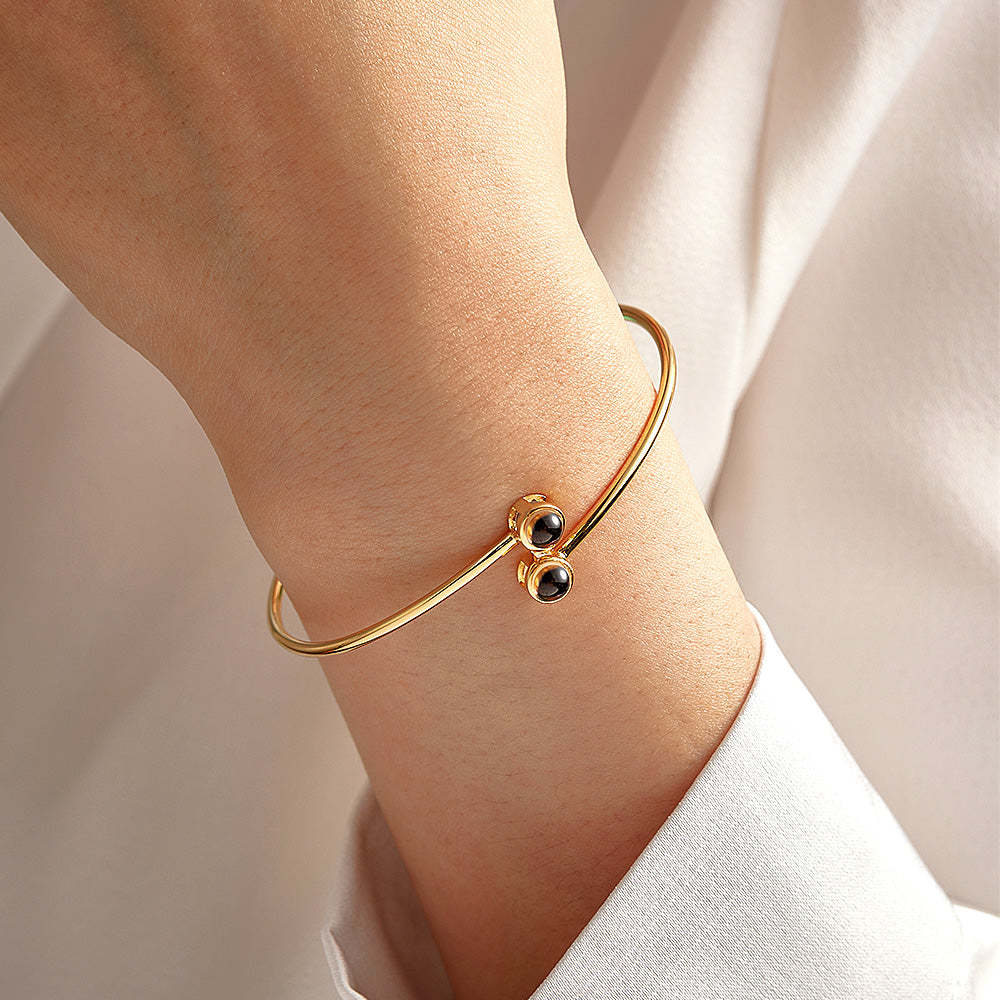 Custom Two Photos Projection Bracelet Personalized Picture Inside Bracelet Keepsake Jewelry - yournamenecklaceuk