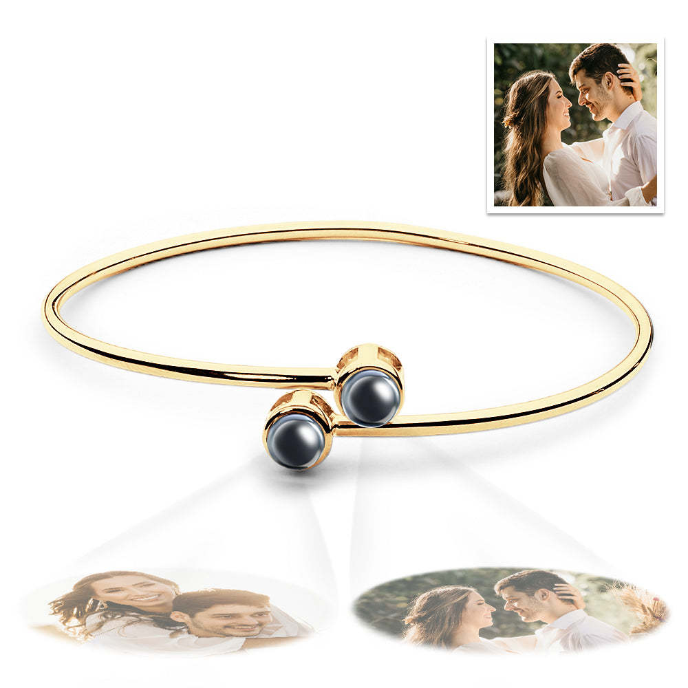 Custom Two Photos Projection Bracelet Personalized Picture Inside Bracelet Keepsake Jewelry - yournamenecklaceuk