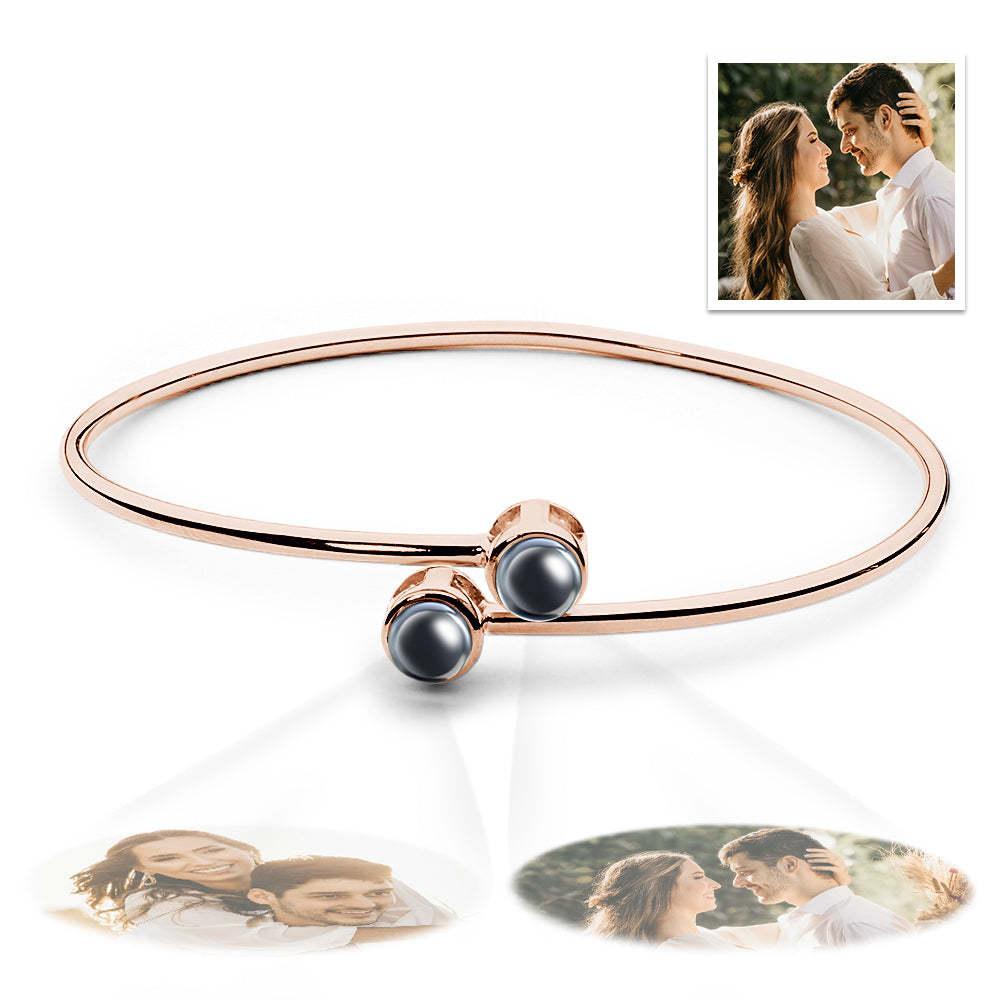 Custom Two Photos Projection Bracelet Personalized Picture Inside Bracelet Keepsake Jewelry - yournamenecklaceuk