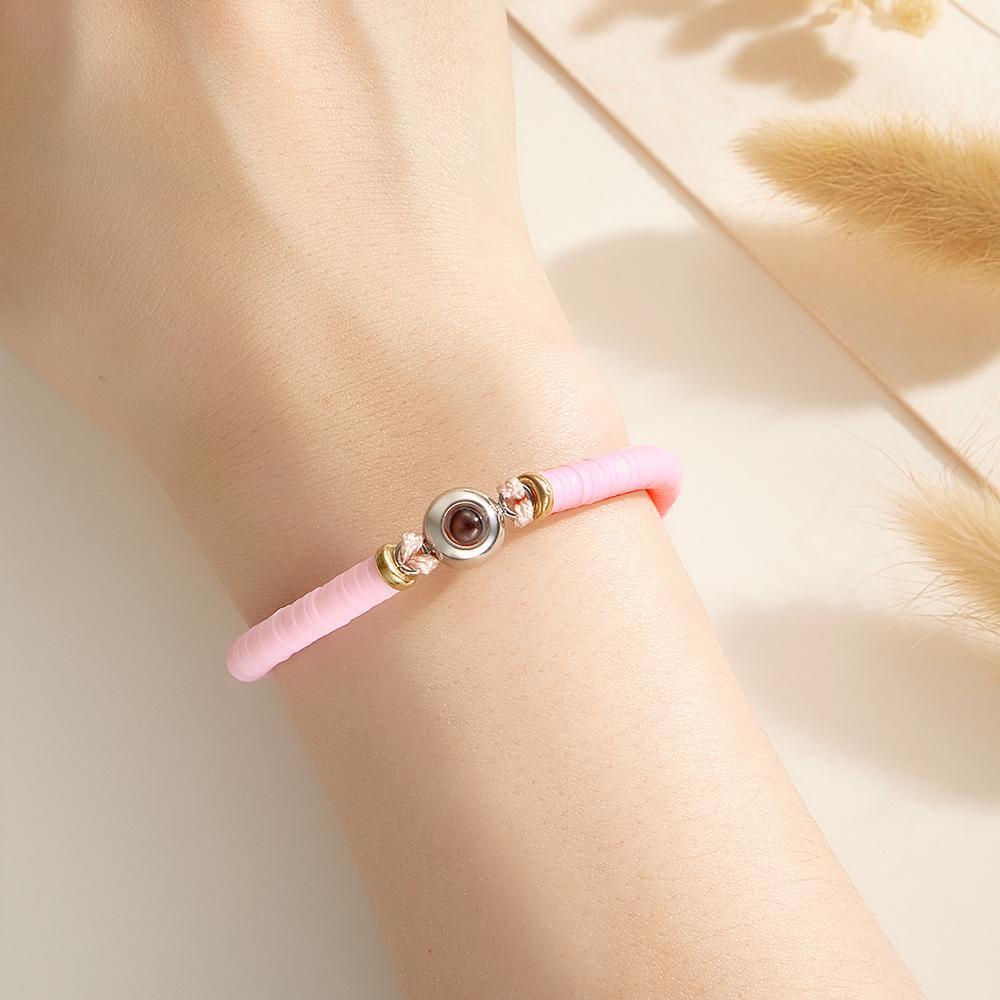 Custom Photo Projection Bracelet Pink Tender Gift for Her - yournamenecklaceuk