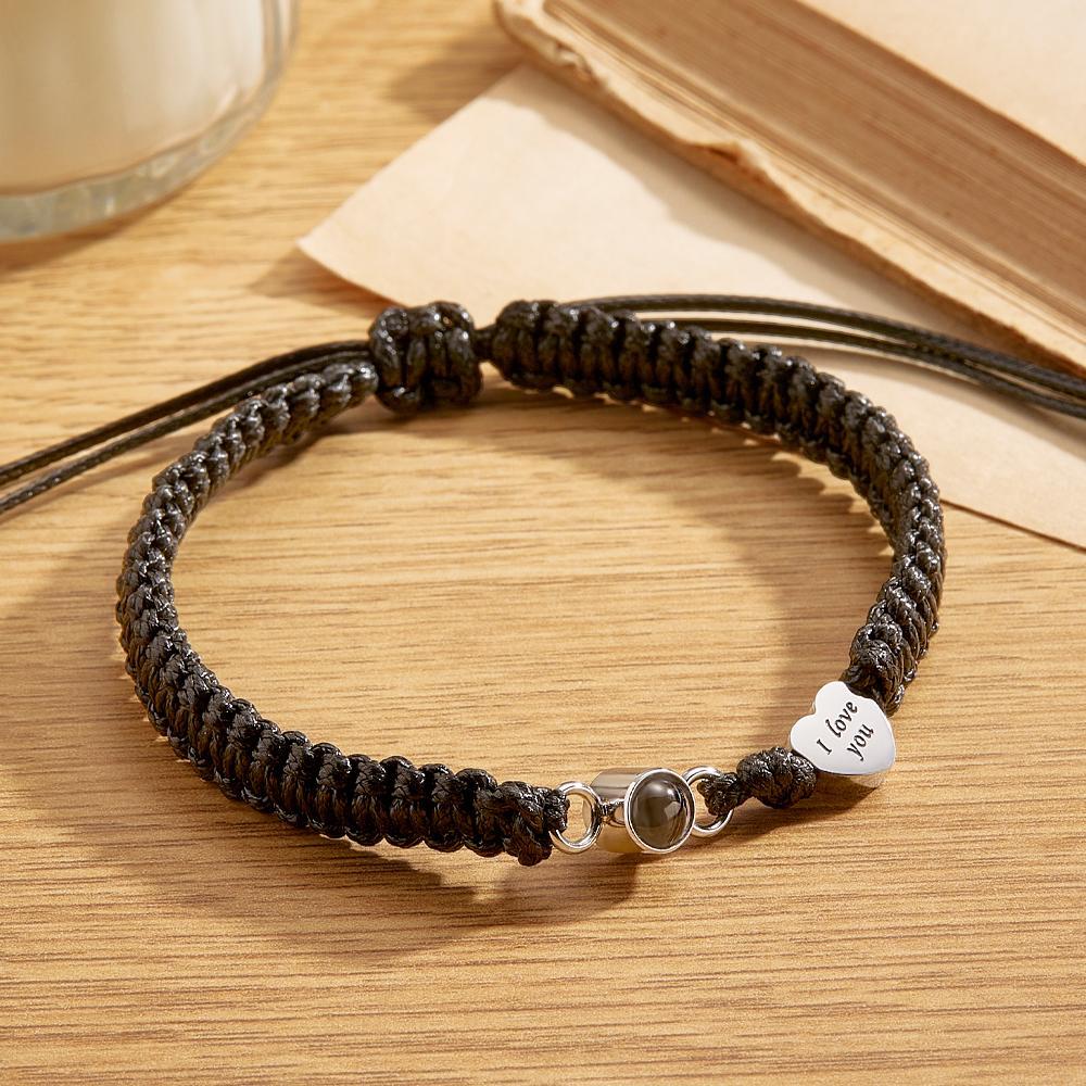 Custom Photo Projection Bracelet Heart Couple Gift - yournamenecklaceuk