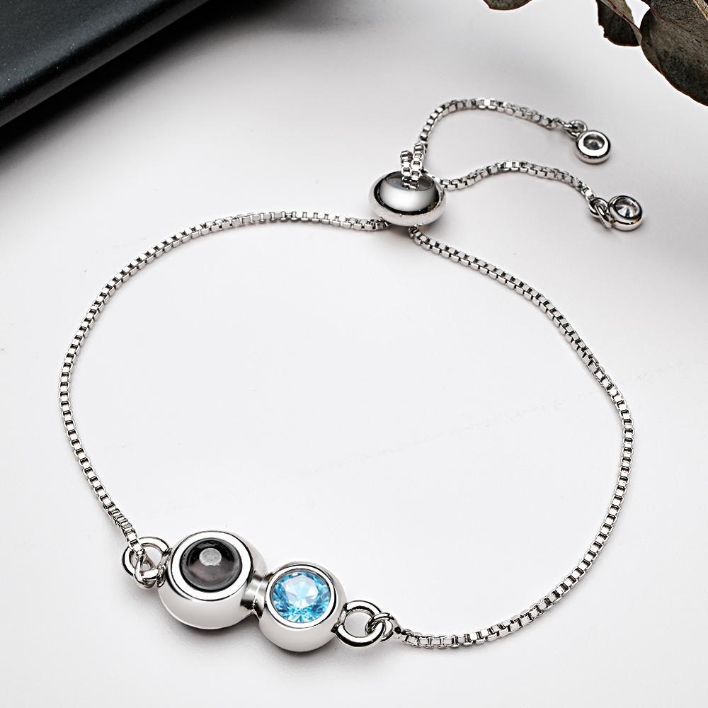 Custom Projection Birthstone Bracelet Simple Unique Gift for Her - yournamenecklaceuk