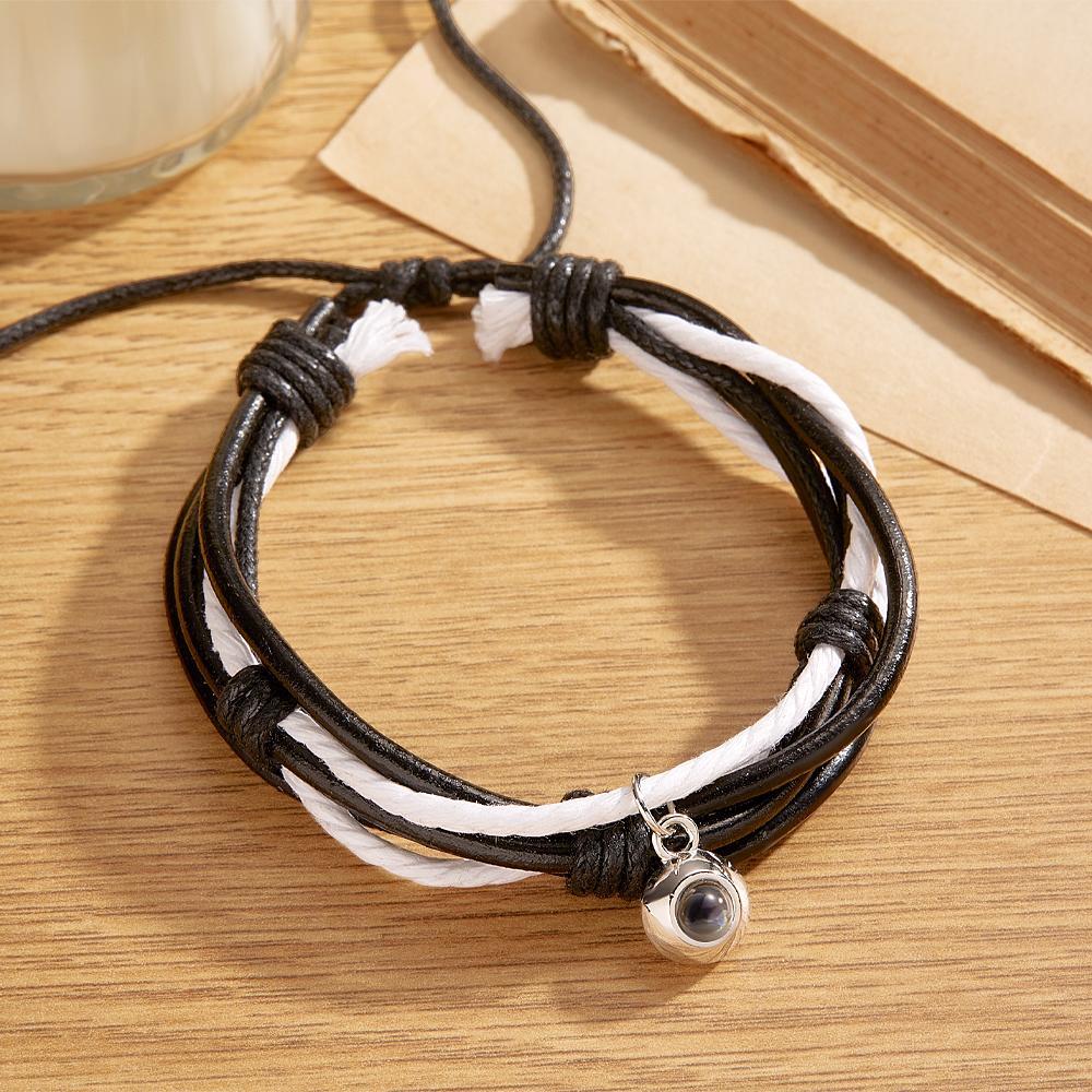 Custom Projection Bracelet Cord Braiding Gift for Him - yournamenecklaceuk