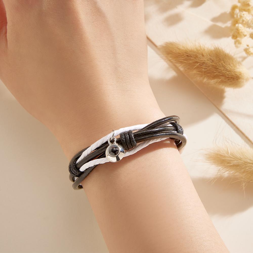 Custom Projection Bracelet Cord Braiding Gift for Him - yournamenecklaceuk