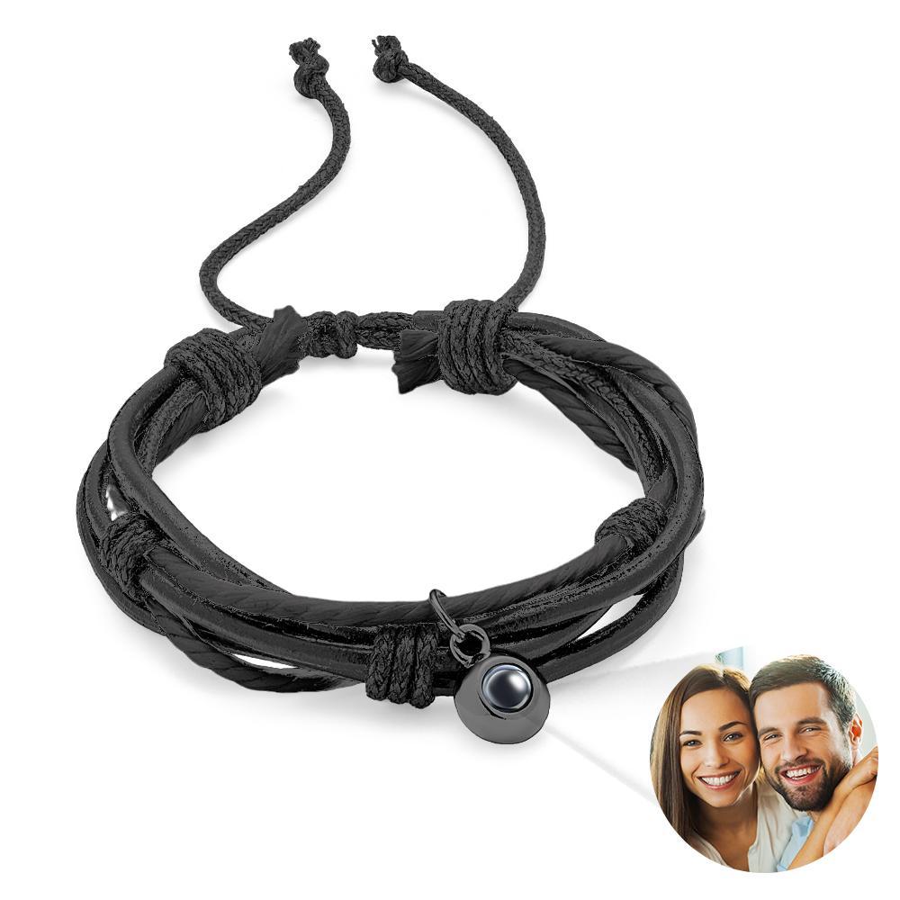 Custom Projection Bracelet Cord Braiding Gift for Him - yournamenecklaceuk