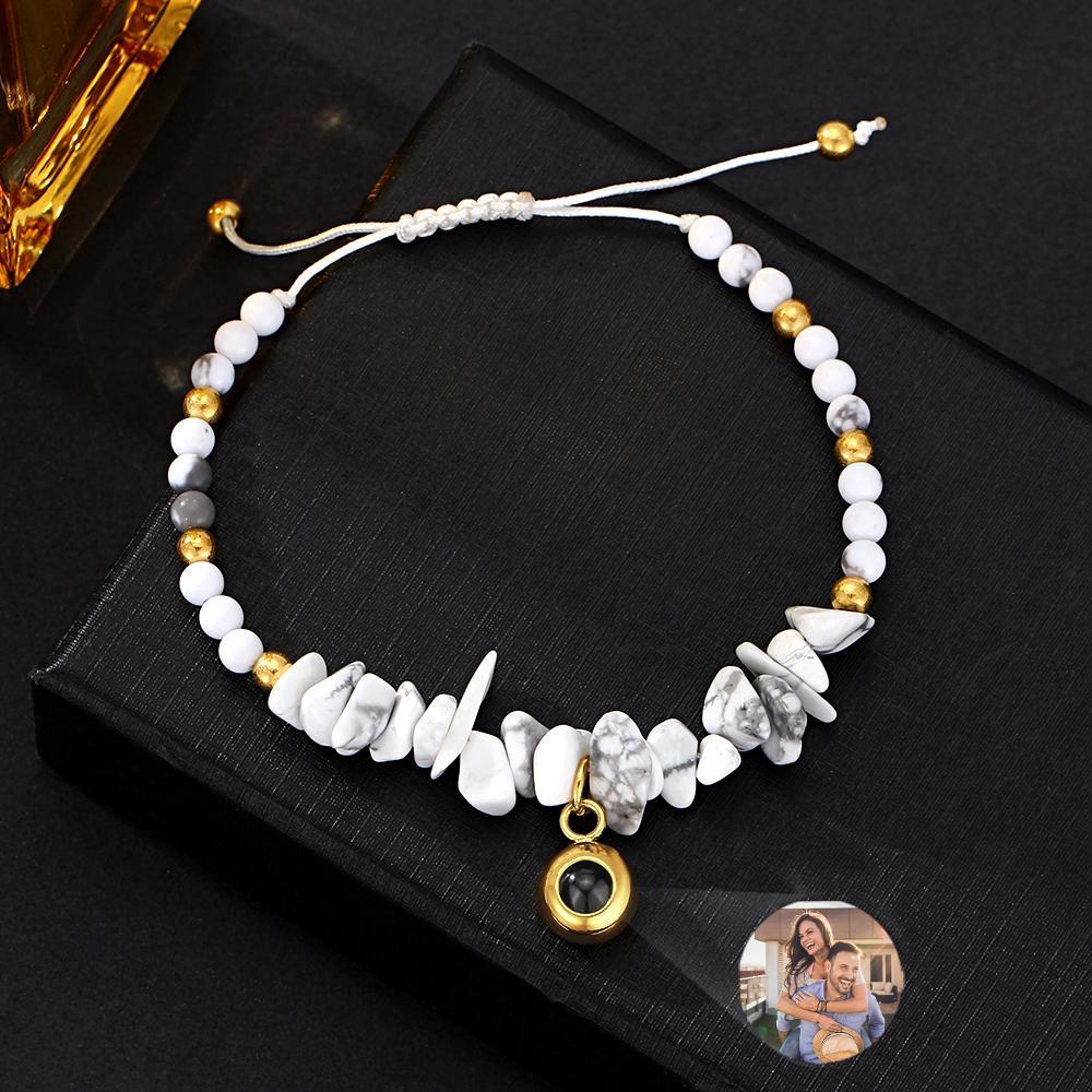 Personalized Picture Projection Bracelet With Colorful Stone Chain Unique Christmas Gift For Friends - yournamenecklaceuk