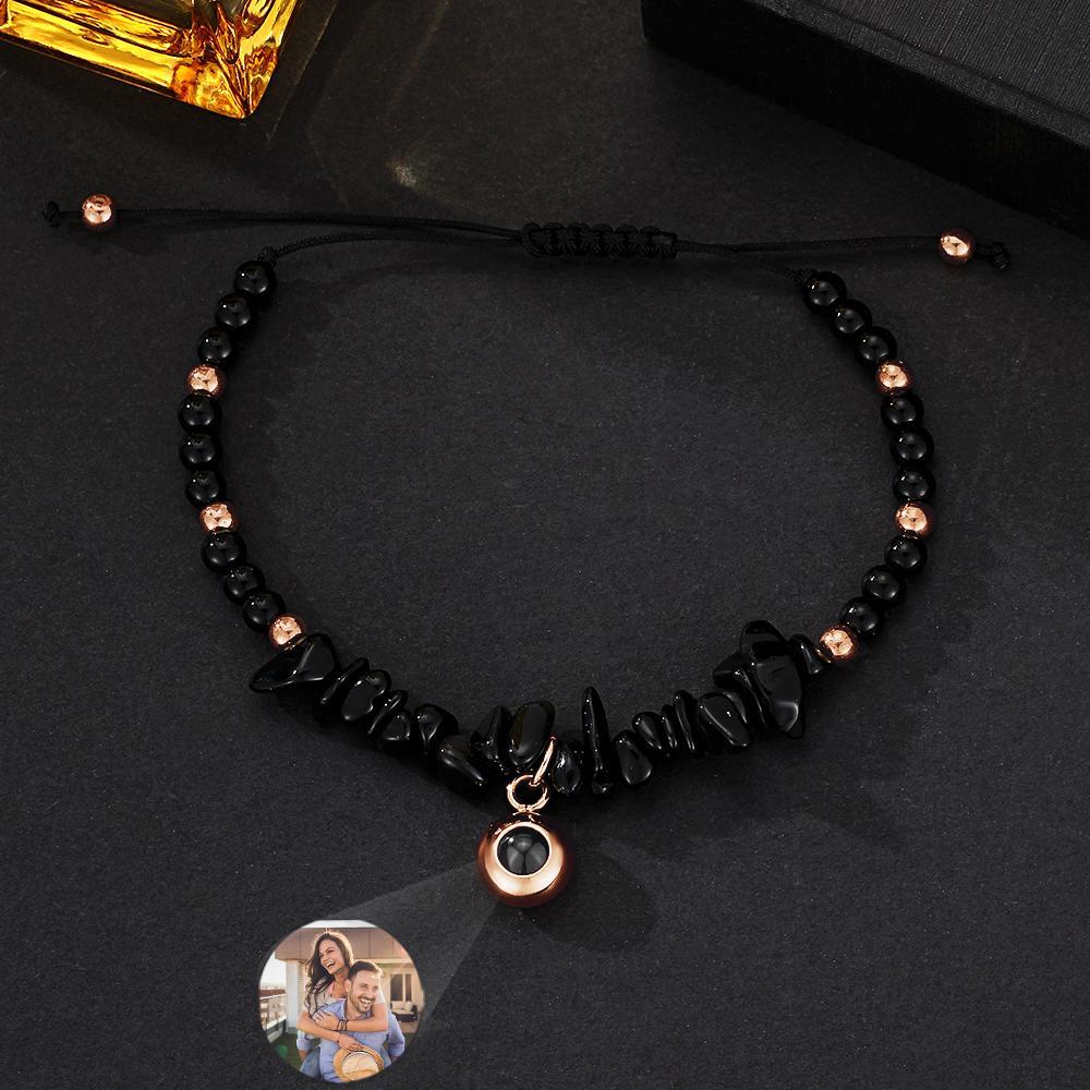 Personalized Picture Projection Bracelet With Colorful Stone Chain Unique Christmas Gift For Friends - yournamenecklaceuk