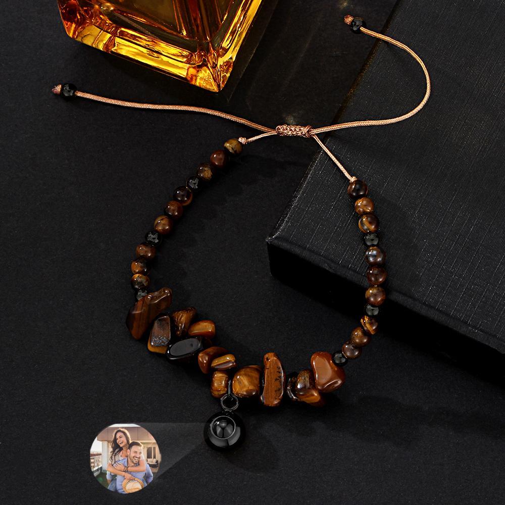 Personalized Picture Projection Bracelet With Colorful Stone Chain Unique Christmas Gift For Friends - yournamenecklaceuk