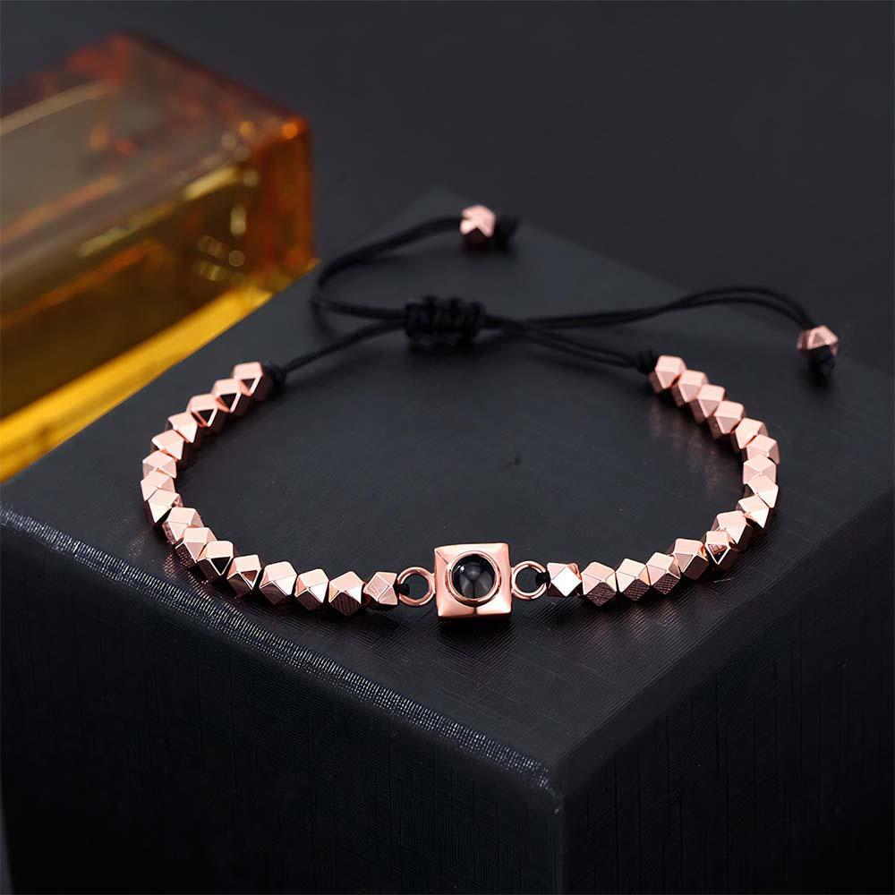 Custom Square Projection Bracelet Special Shaped Beads Gift for Him - yournamenecklaceuk